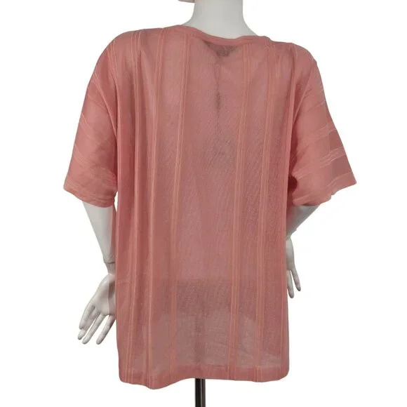 Ming Wang Women's Size S Dolman Sleeve Knit Tunic Orange Burst Tonal Stripes (63 - Picture 3 of 11